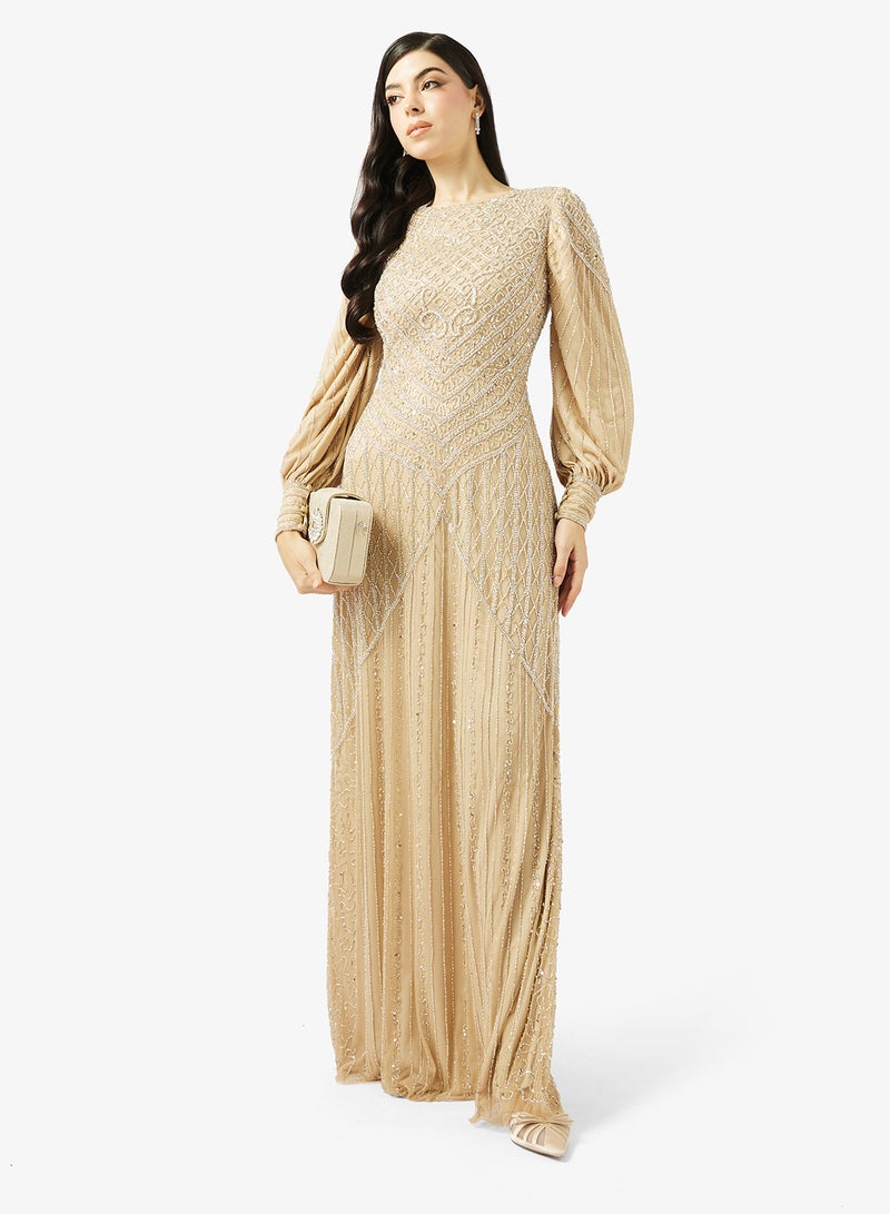 MARYISA High Neck Sequin Maxi Dress - Image 4
